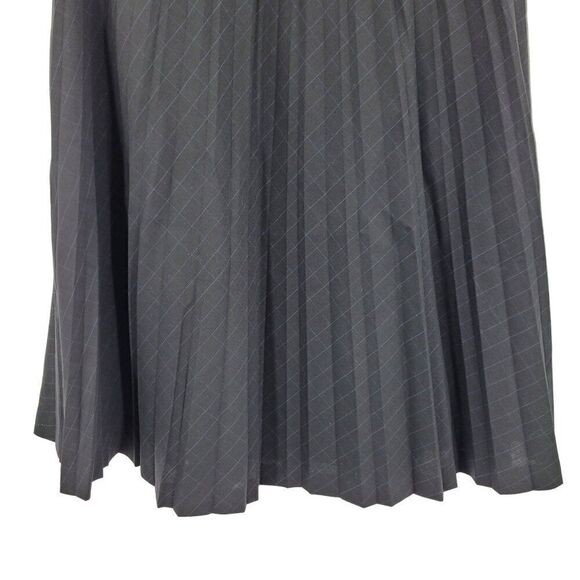 Ann Taylor Loft Pleated Midi Skirt 0 Black Blue Plaid Wool Knee Full Academia - Picture 4 of 9